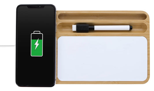 Bamboo 10W Wireless Charging Base with Dry Erase Board