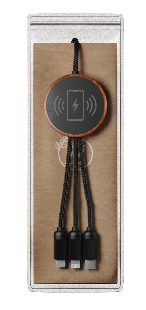 SCX Innovative Design™ 5-in-1 Bamboo 5W Wireless Charging Cable