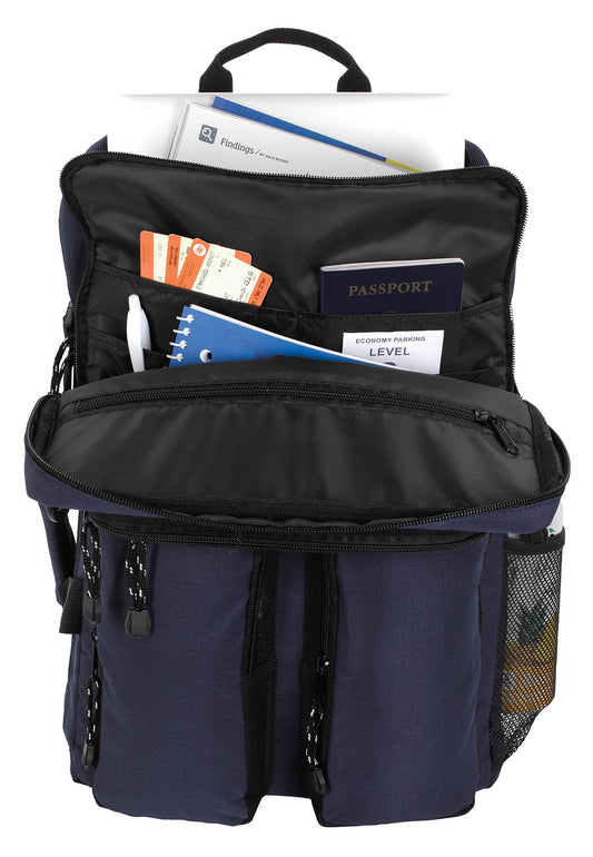 Front View of Black Atchison® RPET Ripstop Briefcase Backpack