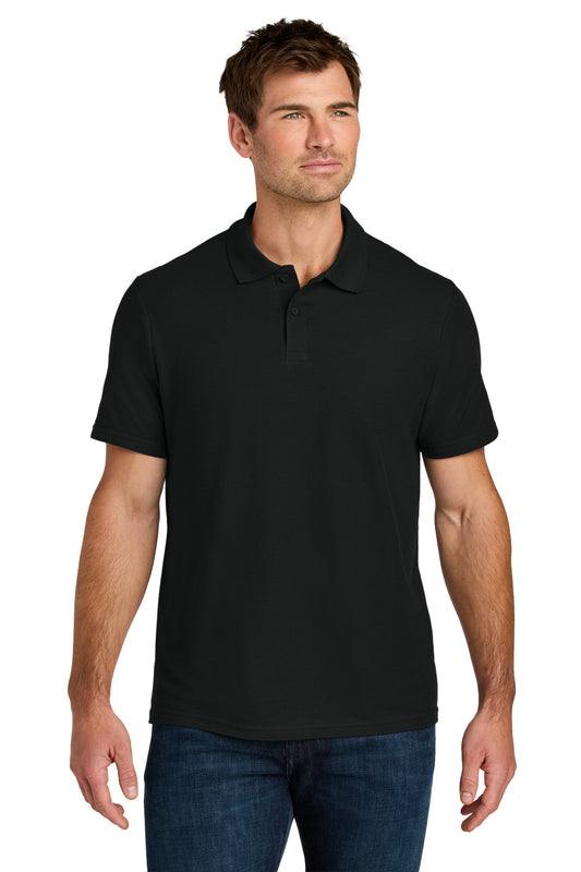 Front View of Black Gildan Softstyle Pique Polo 64800 - S