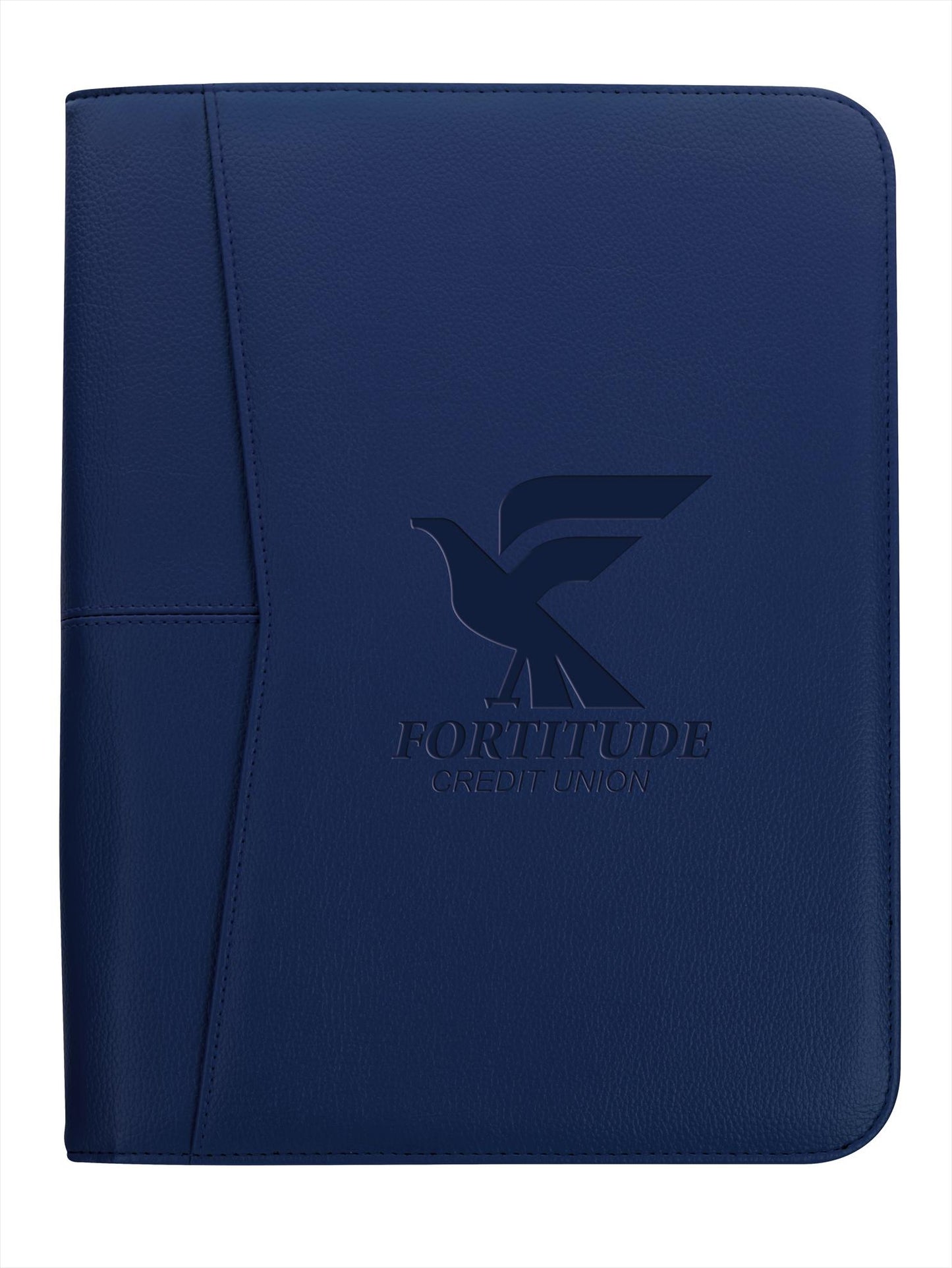 Front View of Black Arrow Zippered Padfolio