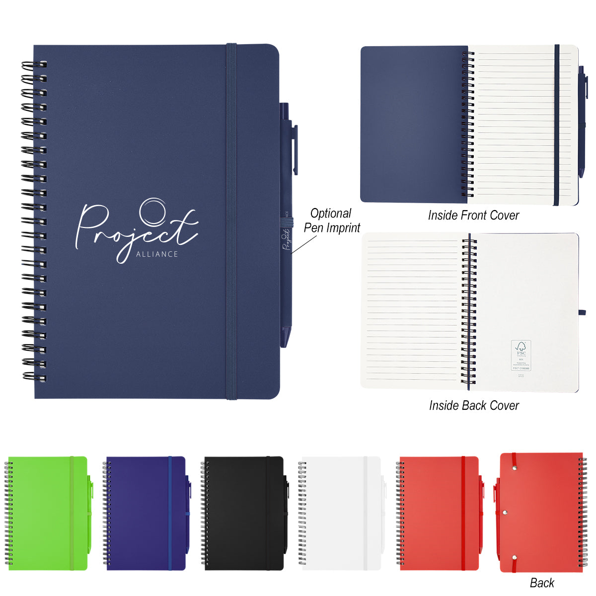FSC BLACK REPREVE® Recycled Spiral Notebook with Pen