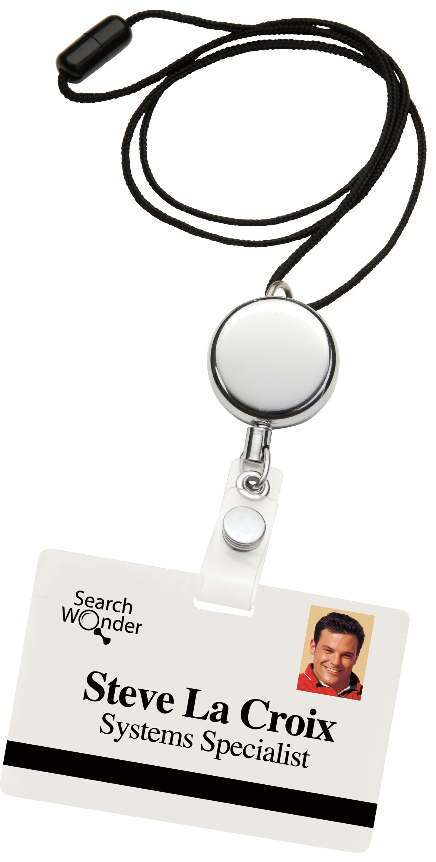 Front View of Silver Dual Function Metal Badge Holder