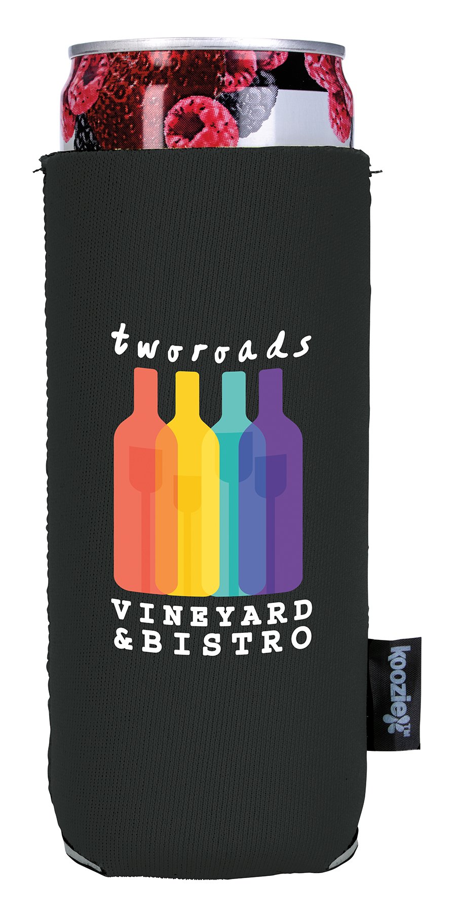 Front View of Black Koozie® Slim Collapsible Neoprene Can Cooler