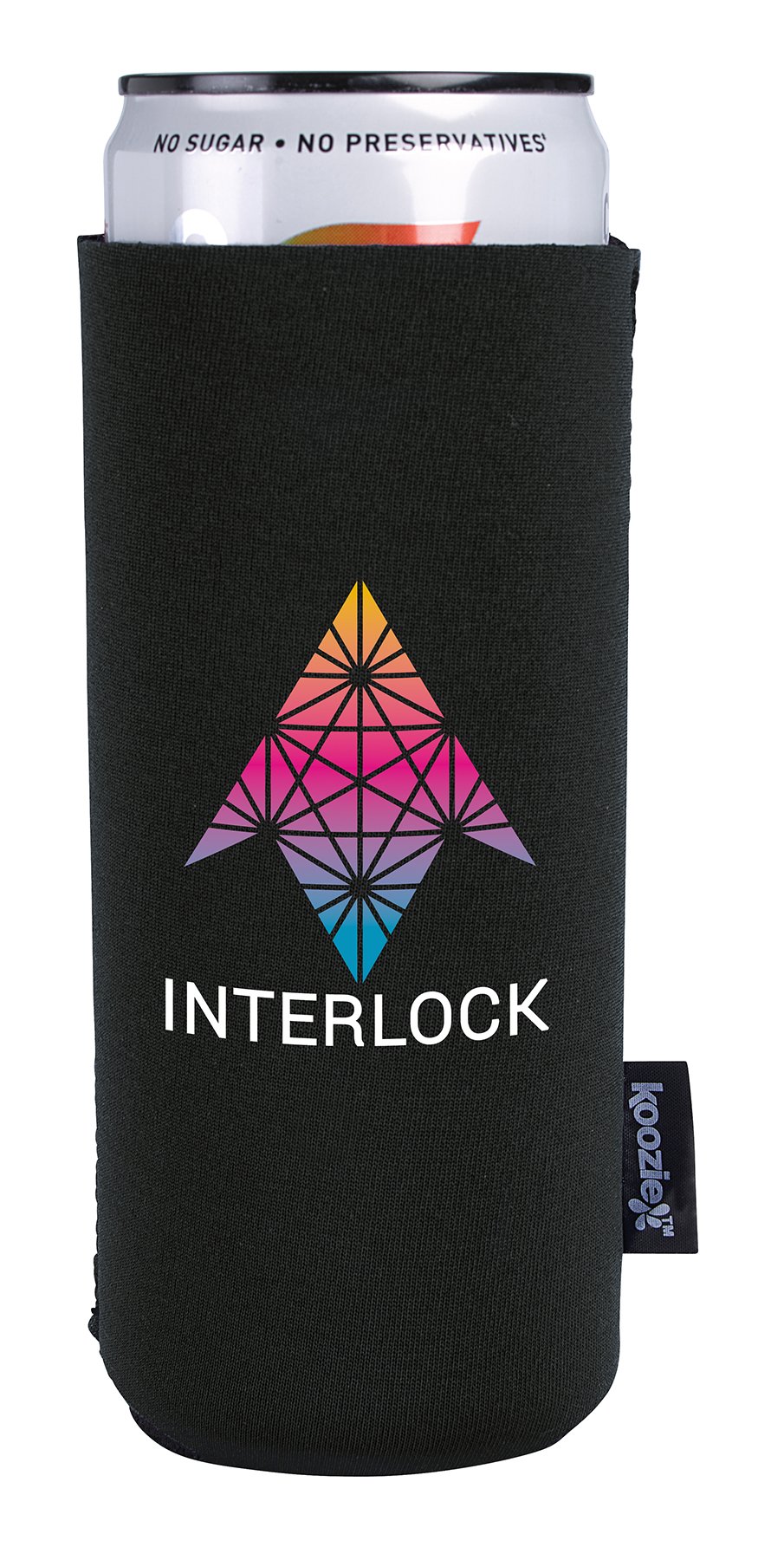 Front View of Black Koozie® Magnetic Slim Can Cooler