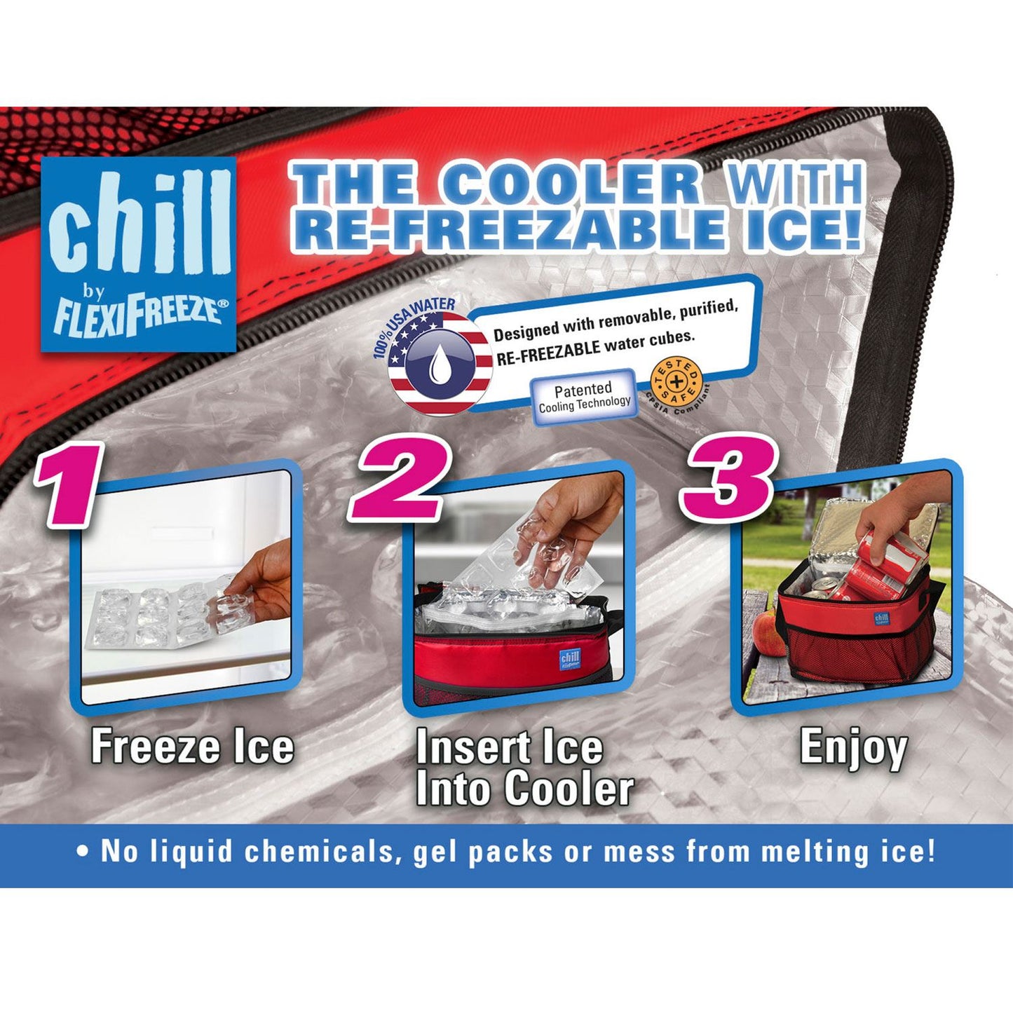 Front View of Black/White Chill by FlexiFreeze® 12-Can Cooler