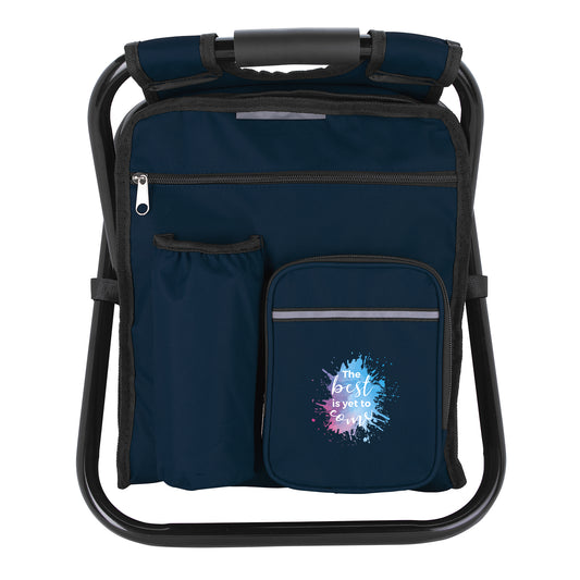 Front View of Black Take-n-Go Backpack Cooler Chair