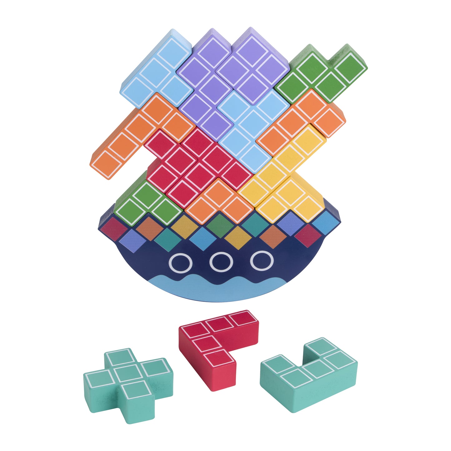 Front View of Black Fun On The Go Games - Stack The Boat