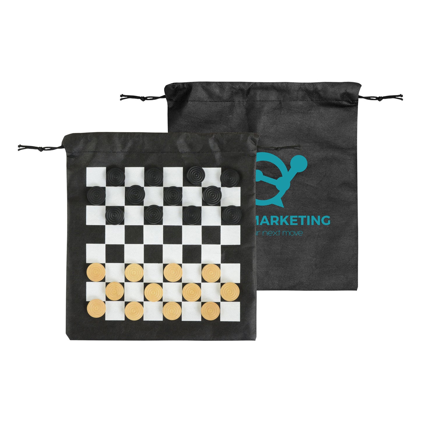 Front View of Black Fun On The Go Games - Checkers