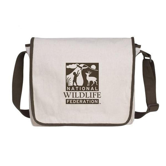 Front View of Natural/Black V Natural Cotton Messenger