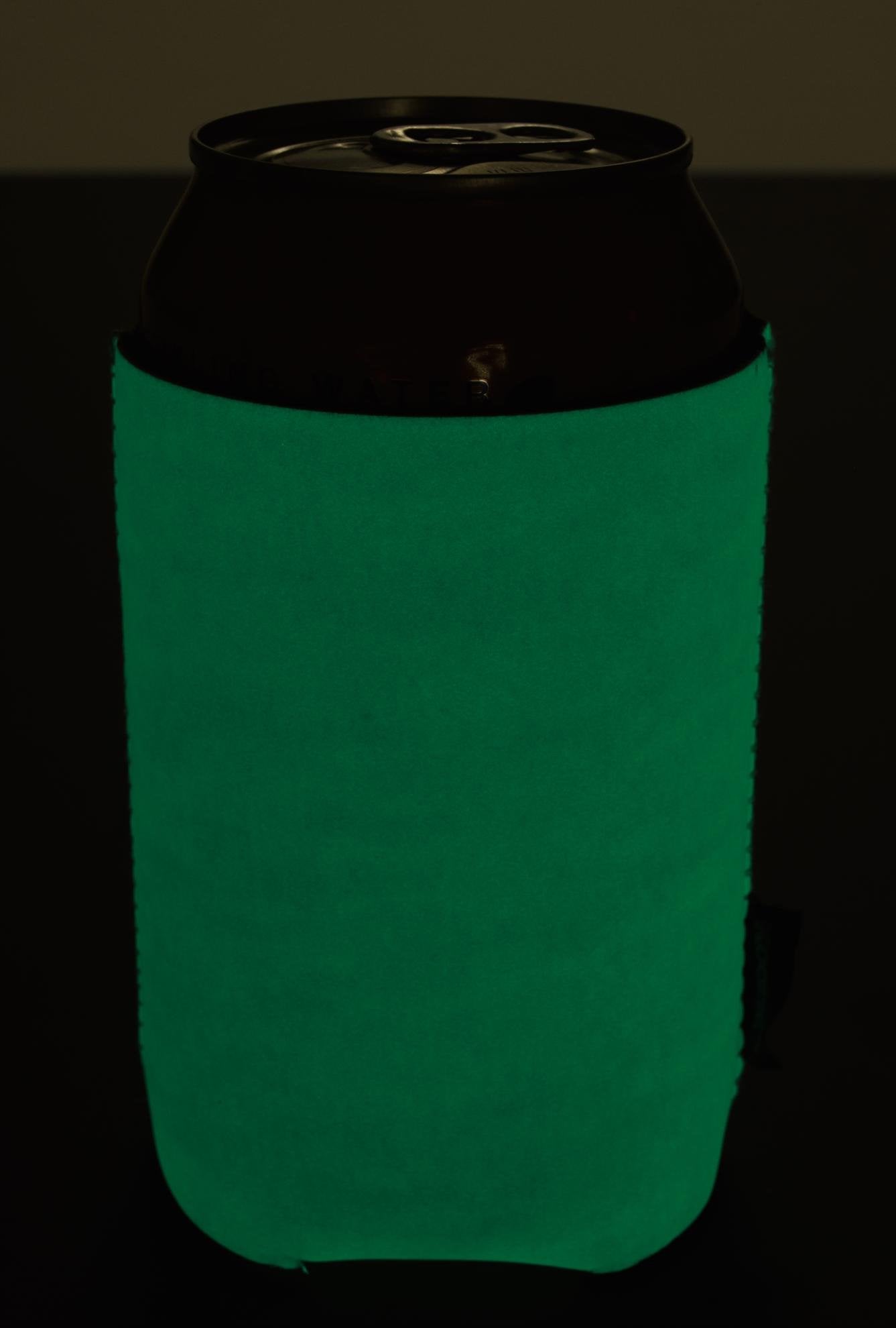 Front View of White Koozie® Glow-in-the-Dark Can Cooler