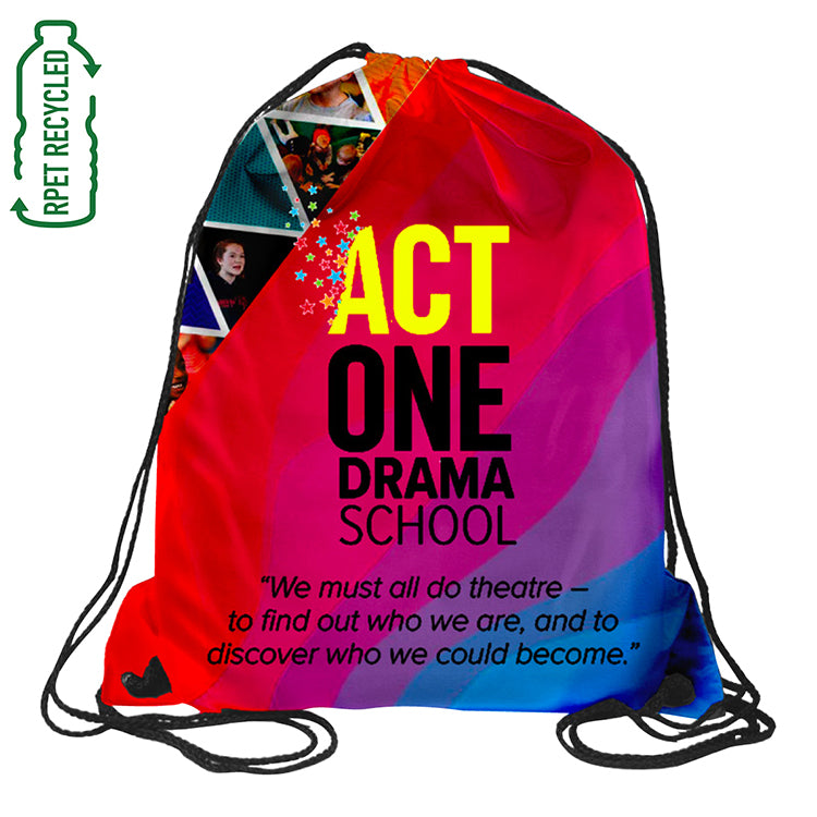 "MONVISO" 15" W x 18" H Recycled RPET Full Color Import 210D RPET Drawstring Cinch Pack Backpack