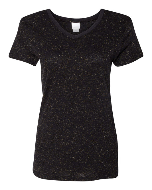 Women’s Glitter V-Neck T-Shirt - 8136