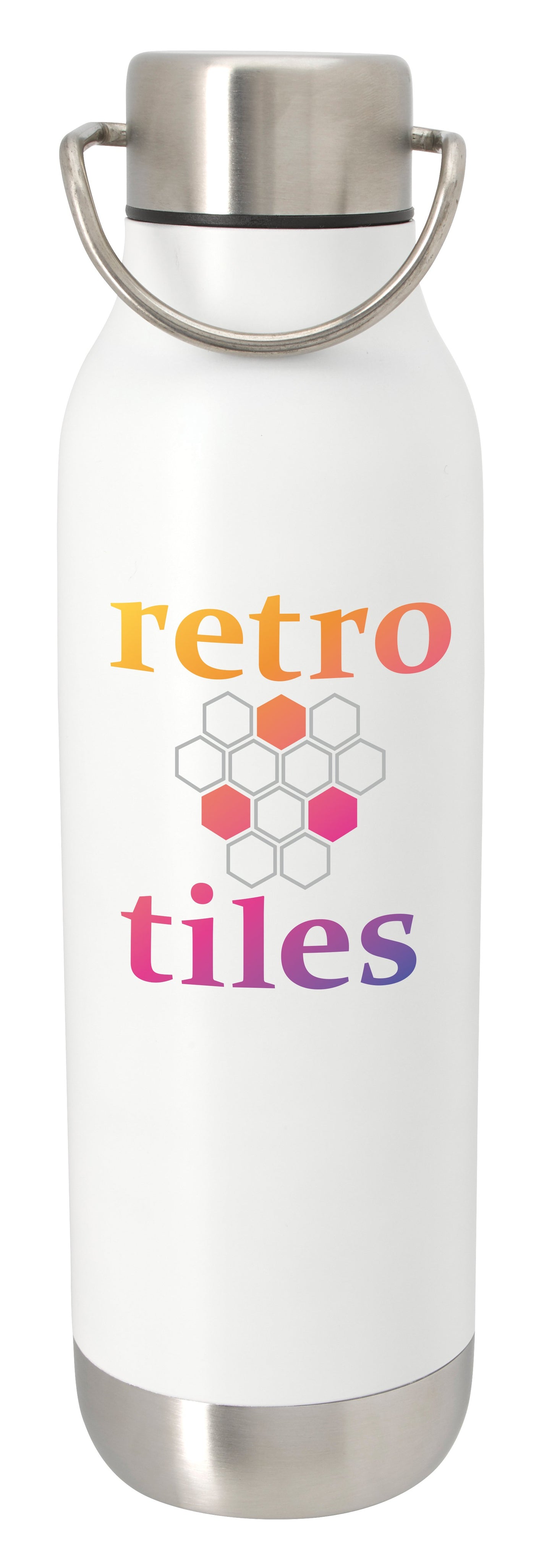 Front View of White Placid Vacuum Bottle - 21 oz.