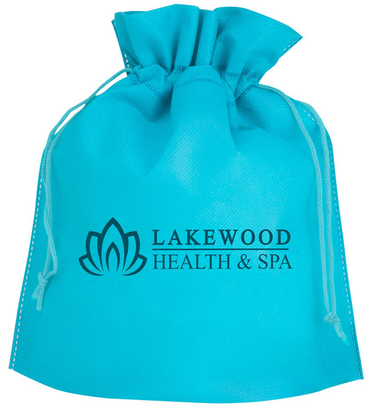 Front View of Aqua Good Value™ Poly Pro Cinch Gift Bag