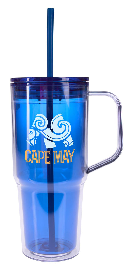 Front View of Blue Good Value™ Clair Recycled Acrylic Travel Tumbler - 30 oz.