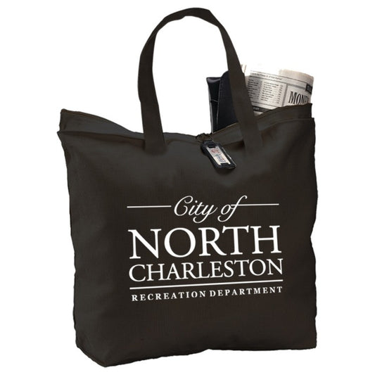 Black Canvas Zipper Tote Bag