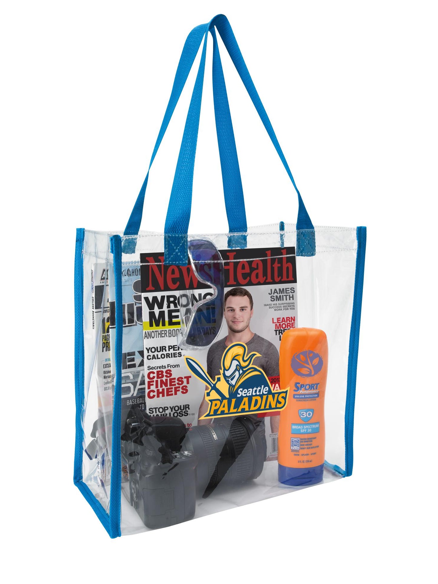 Front View of Black Good Value™ Clear Game Tote
