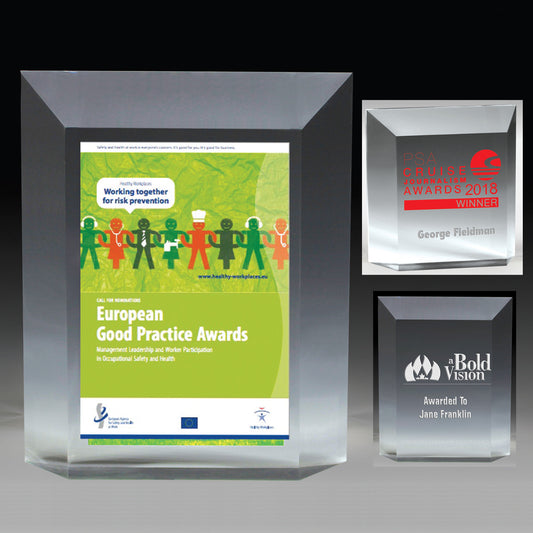 Beveled Elegant Freestanding Awards - 4 Color Process - (5" x 6" x 1¼")