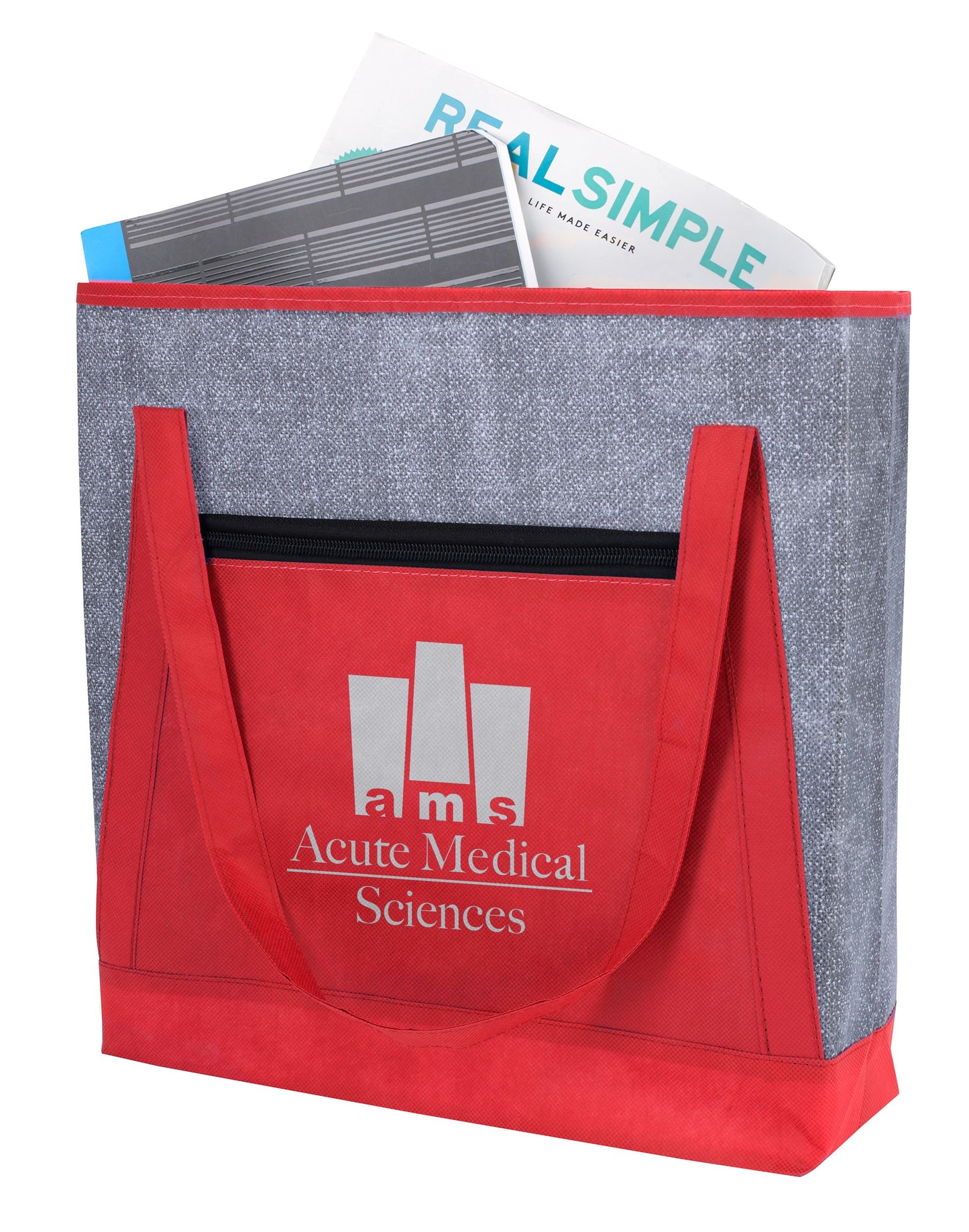 Front View of Black Good Value™ Heathered RPET Non-Woven Tote