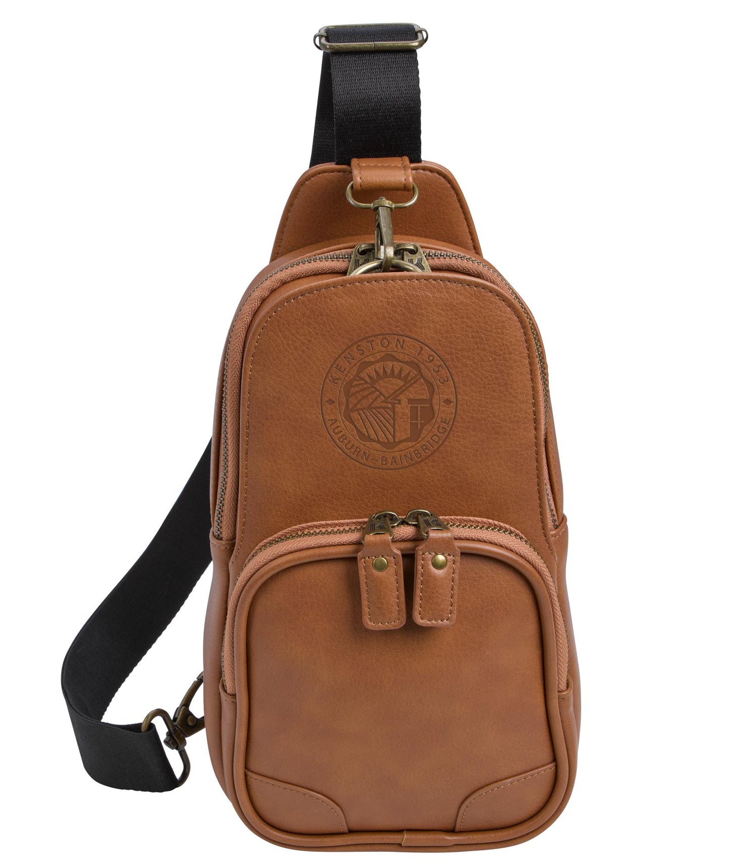 Front View of Black KAPSTON® Natisino Recycled PU Sling Pack