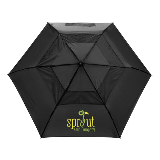 Front View of Black Shed Rain™ ShedRays® Windjammer® 42" Vented Auto-Open/Close Compact Umbrella