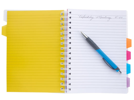 Front View of Black Good Value™ Spiral Notebook with Tabs