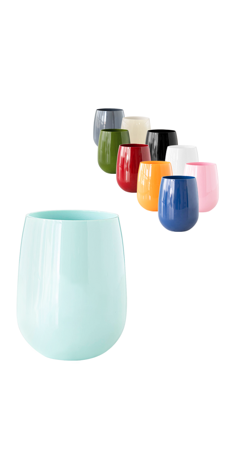 12oz Colored Stemless Wine Glass