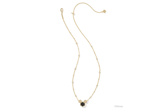Kendra Scott Disney Gold Mickey Mouse Short Pendant Necklace in Black Drusy