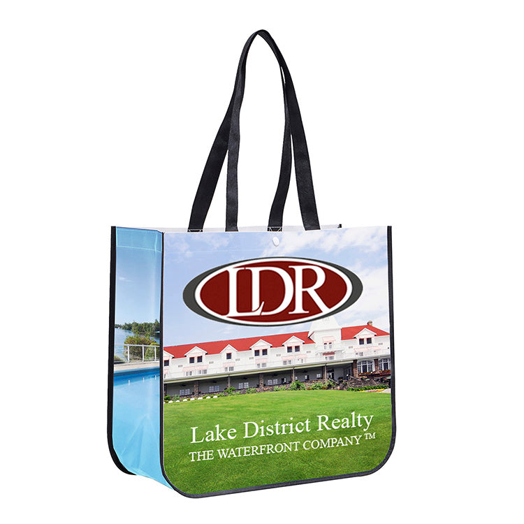 15-3/4” W x 14-1/2” H - “Meghan” Non-Woven Full Color Laminated Wrap Carry All Tote Bag