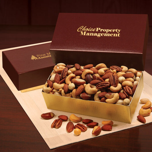 Deluxe Mixed Nuts in Burgundy & Gold Gift Box