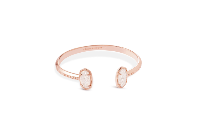 Kendra Scott Elton Rose Gold Cuff Bracelet in Iridescent Drusy