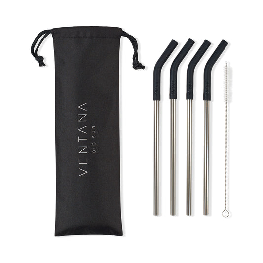 Black Aviana™ Poppy 4-Pack Stainless Straw Set