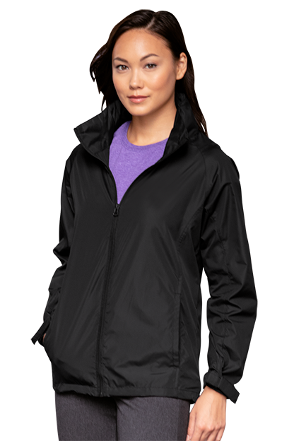 Black Women's Full-Zip Lightweight Hooded Jacket - XS