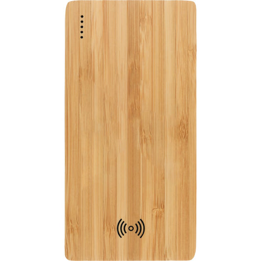 Front View of Brown FSC® 100% Bamboo 5000 mAh Wireless Power Bank