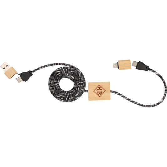 Front View of Natural FSC® 100% Bamboo 5-in-1 100W Laptop Charging Cable