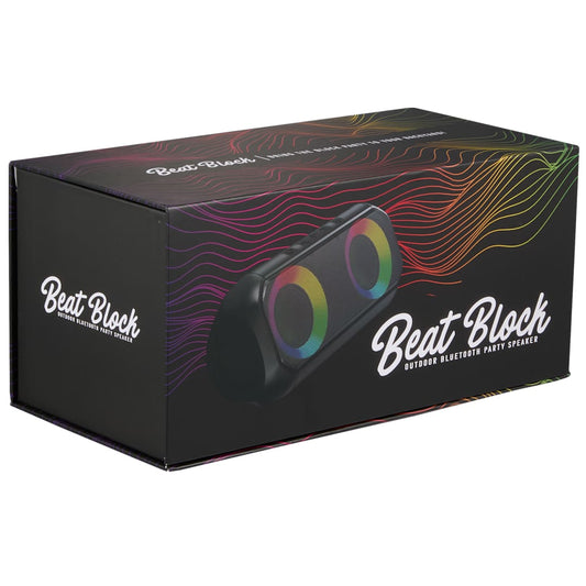 Front View of Black Beat Block Outdoor Bluetooth Party Speaker