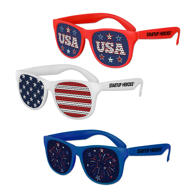 Assorted Colors USA Patriotic Art Pinhole Sunglasses
