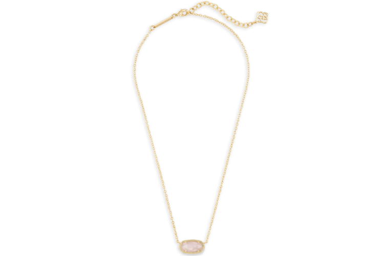 Kendra Scott Elisa Gold Pendant Necklace in Rose Quartz