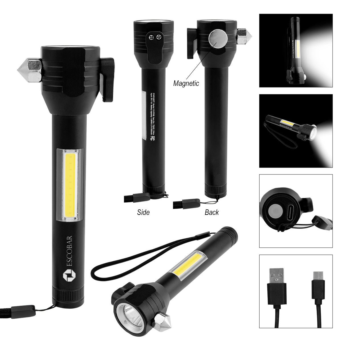 BLACK Safety Tool With COB Flashlight 2.0