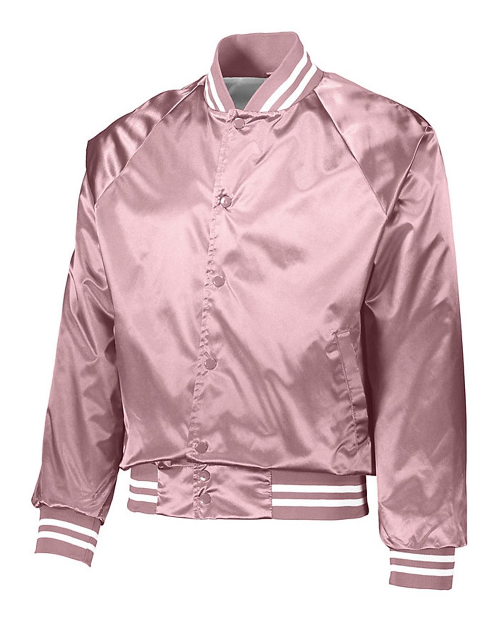 Unisex Satin Baseball Jacket Striped Trim - 3610
