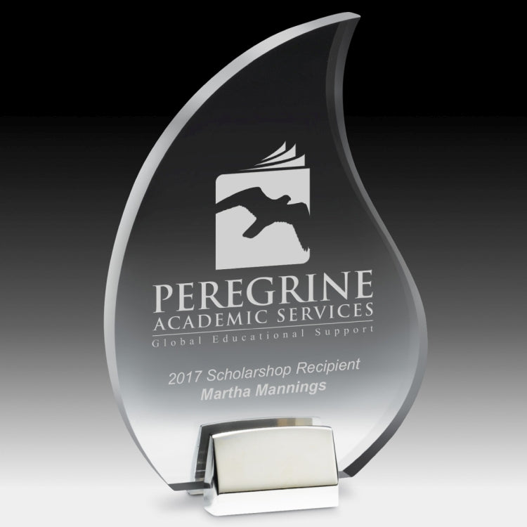 Flame Award w/ Chrome Base (5 1/2" x 9" x 3/4") - Laser Engraved