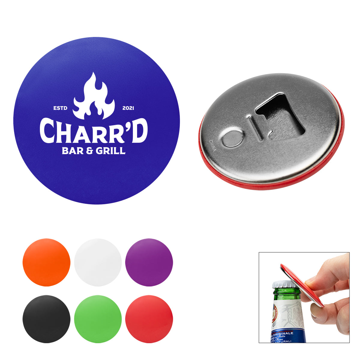 BLACK Tin Bottle Opener Magnet