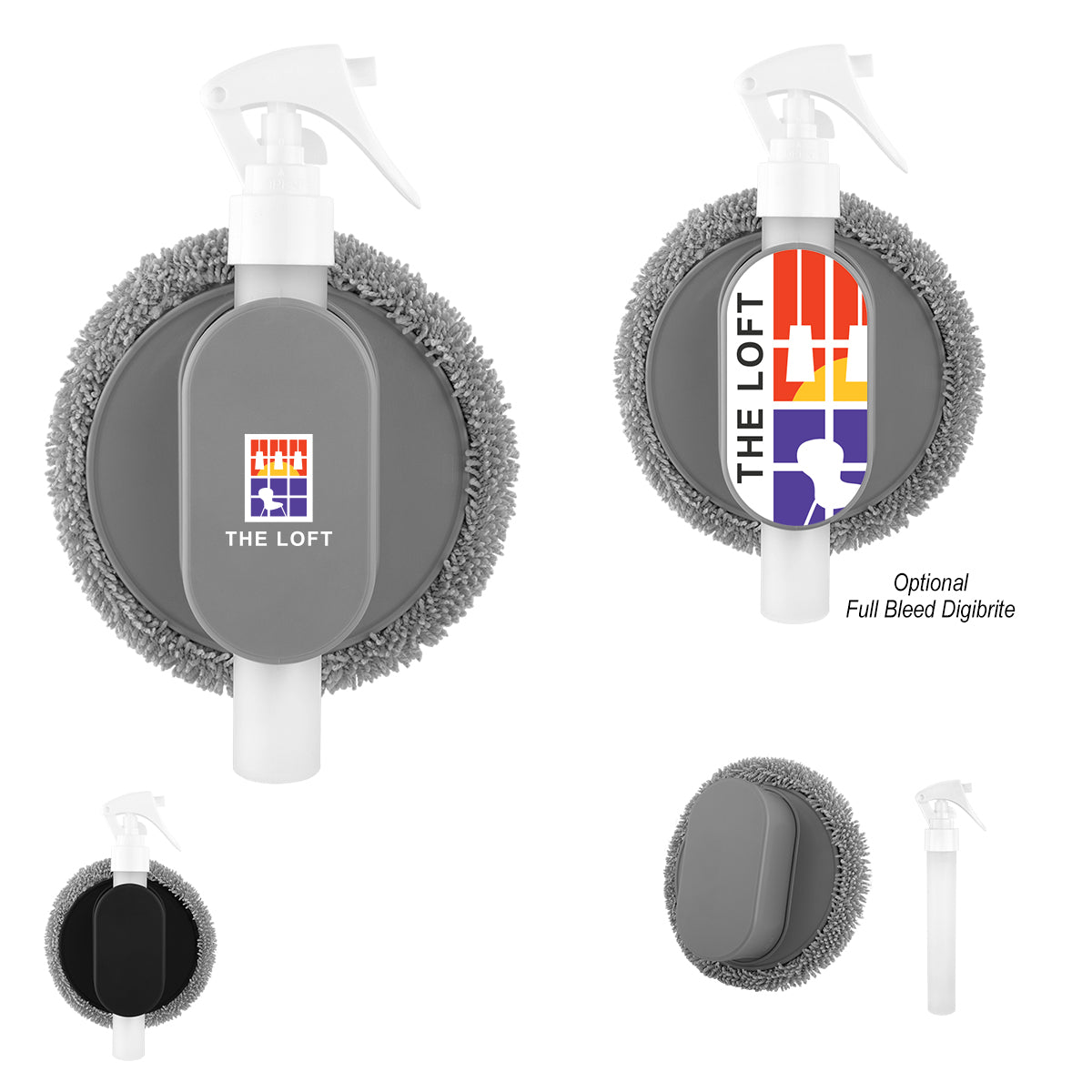 BLACK WITH GRAY All-In-One Refillable Spray Bottle & Cleaning Cloth