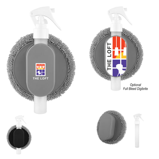 BLACK WITH GRAY All-In-One Refillable Spray Bottle & Cleaning Cloth