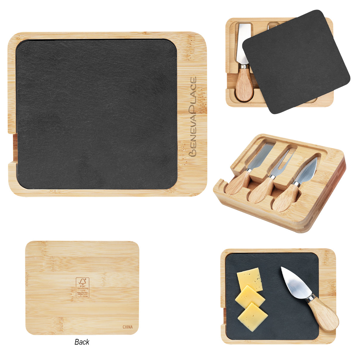 FSC BAMBOO Slate & Bamboo Cheese Server Set