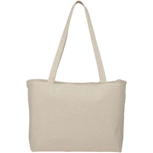 Natural Zippered 12oz Cotton Canvas Shopper Tote