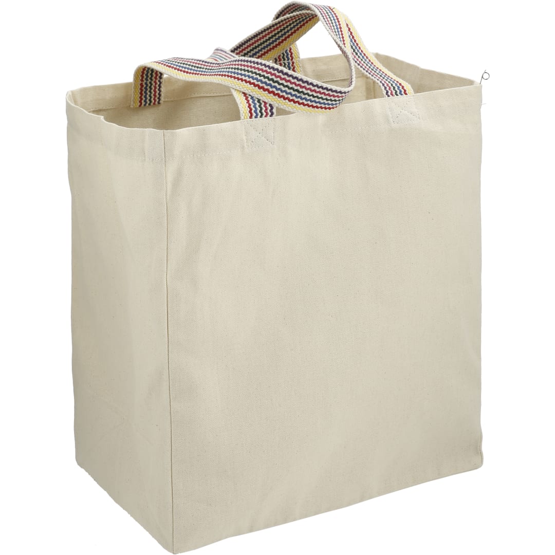 Front View of Natural Rainbow Recycled 6oz Cotton Grocery Tote