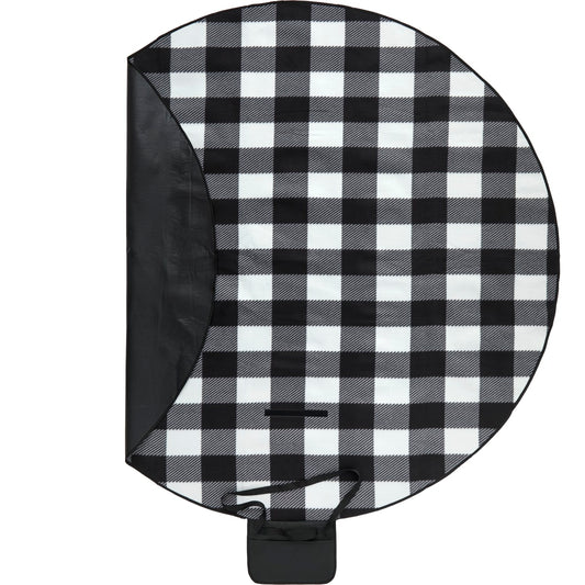 Black Oversized 6' Round Recycled PET Picnic Blanket