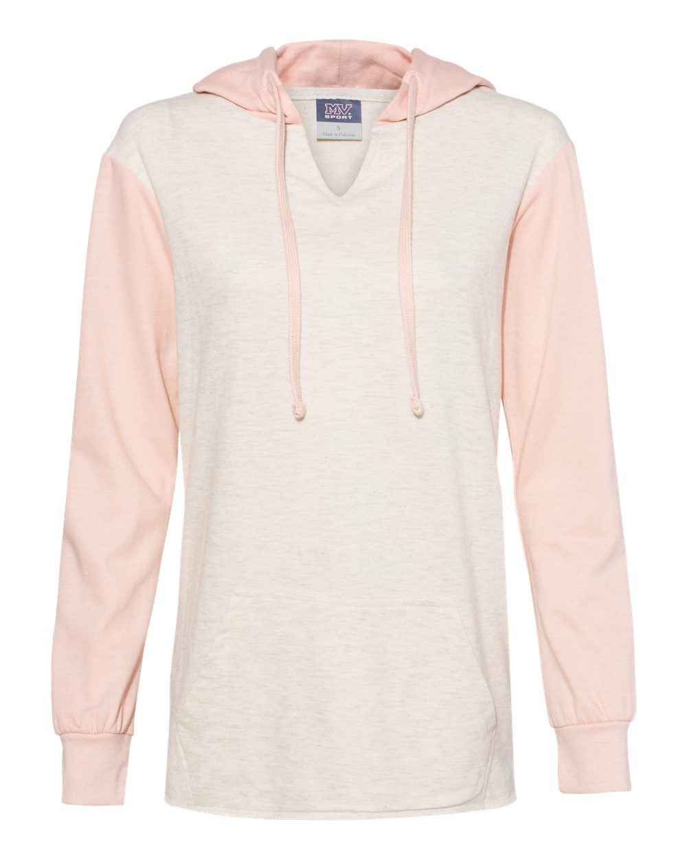 Women’s French Terry Hooded Pullover with Colorblocked Sleeves - W20145
